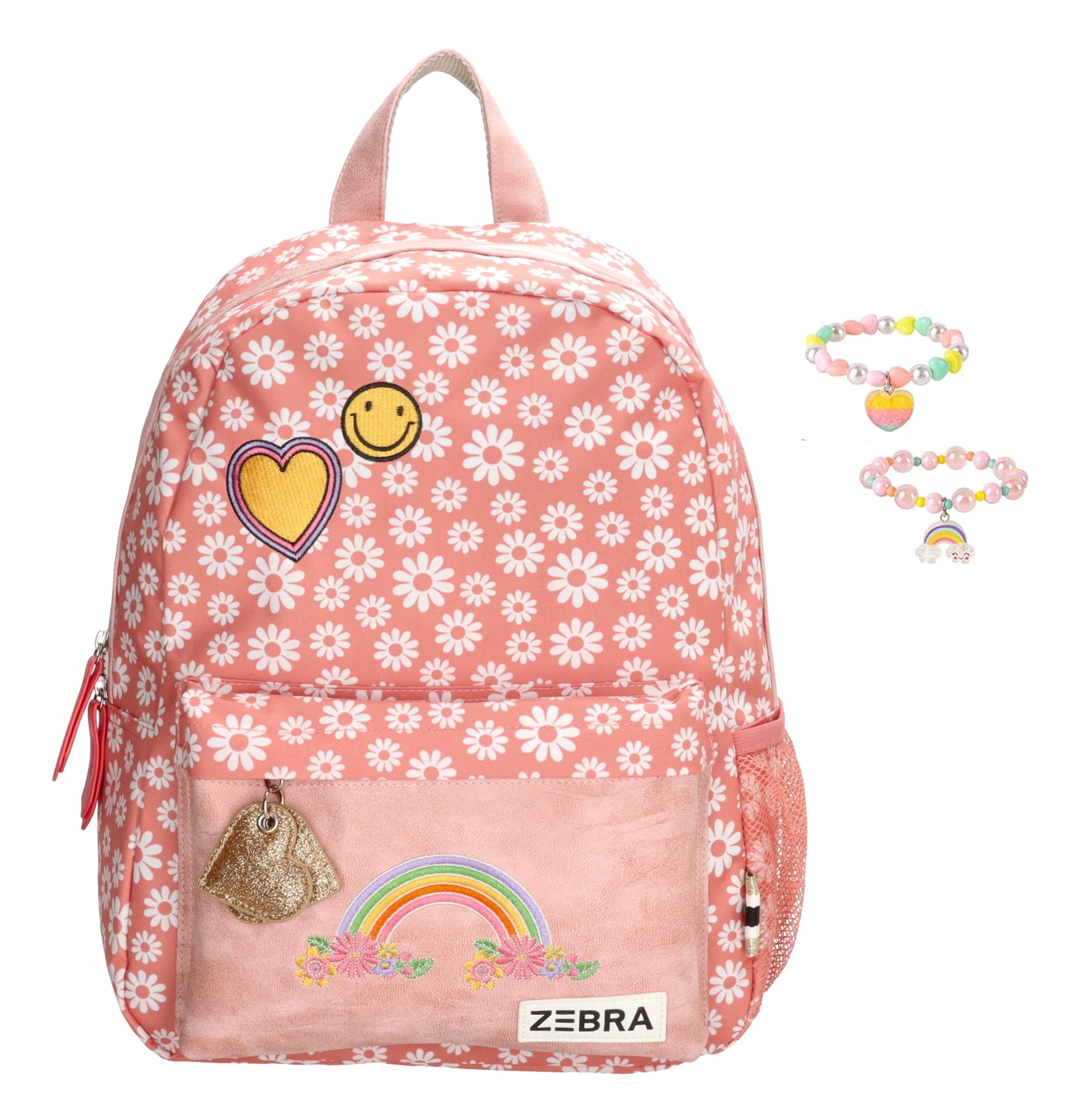 Zebra Rugtas Happy Flowers - rugtas, schooltas, kinderrugzak + kadootje