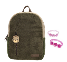 Zebra Rugzak - rugtas - Teddy Bear Olive brown + gratis kadootje