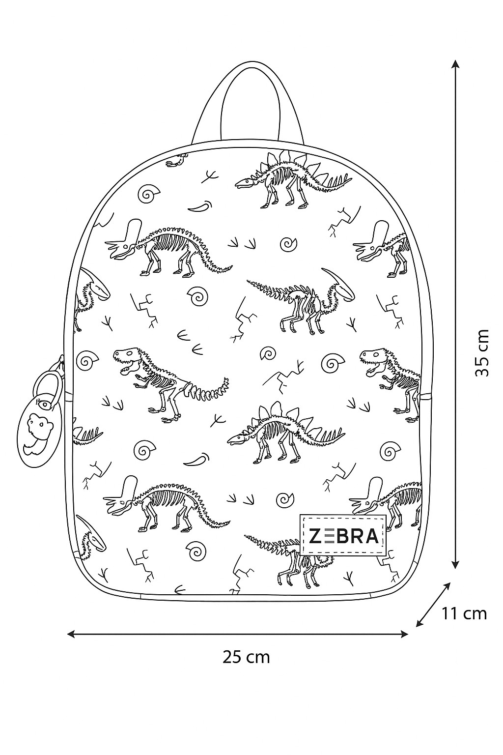 Zebra Rugzak - rugtas - Dinosaurus Green Dino + gratis kadootje