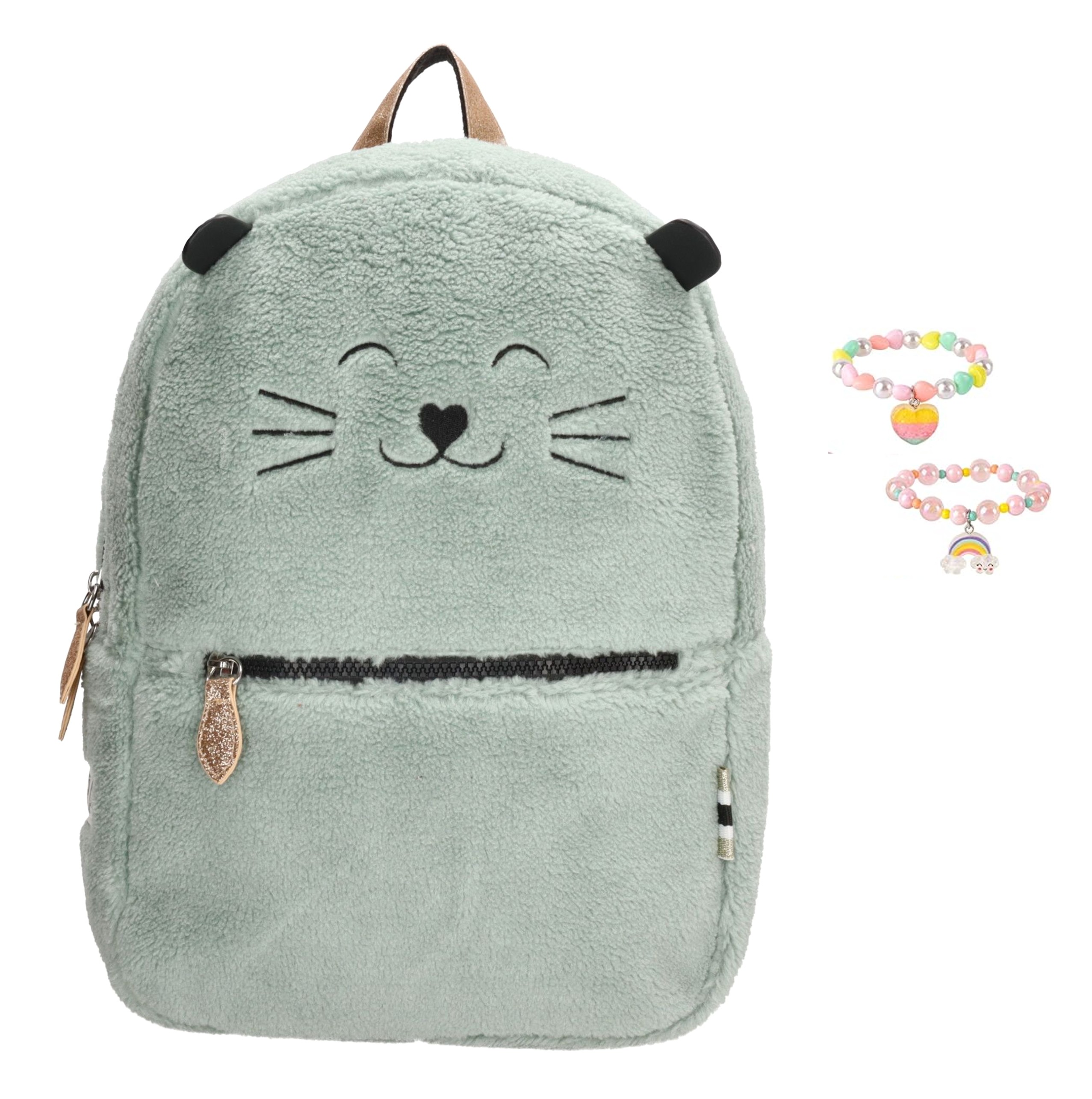 Zebra Rugzak Kitten Mint Teddy - rugtas, schooltas, kinderrugzak + armbandje