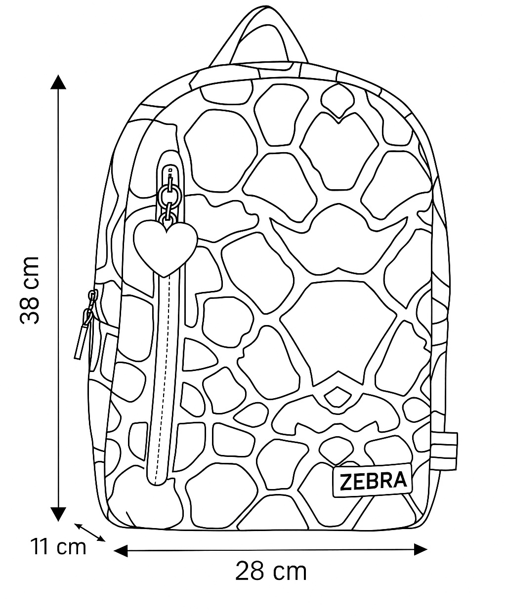 Zebra Rugzak Giraf Mint - rugtas, schooltas, kinderrugzak + armbandje