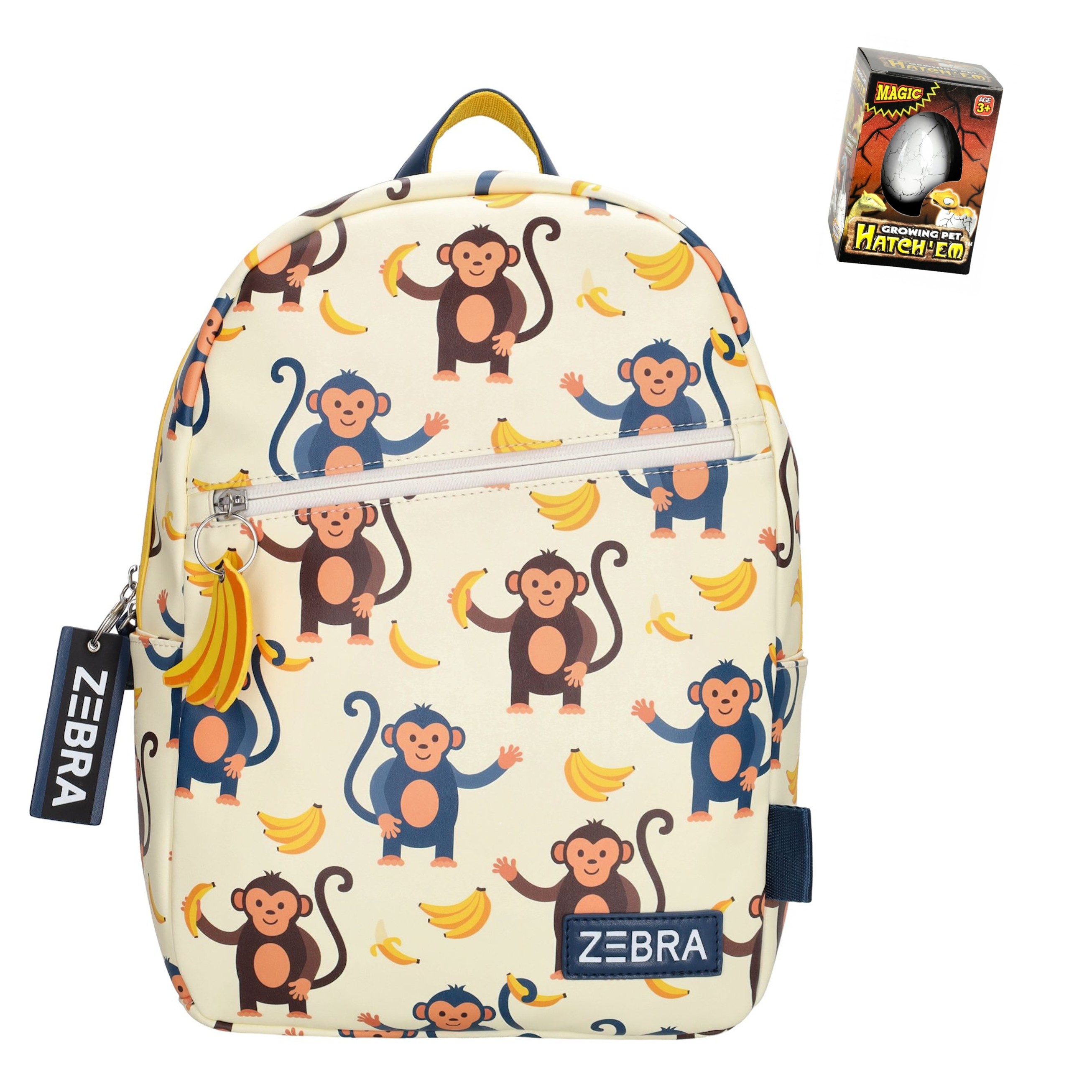 Zebra Rugzak Aap Monkey Bananas - rugtas + Dino Ei