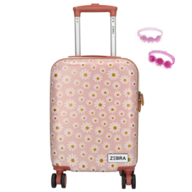 Zebra Trolley Koffer Pink Flowers + armbandje