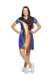 K3 jurk Volwassen regenboog + gratis haarband