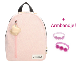 Zebra Rugzakje Sparkle Pink (s) + gratis armbandje