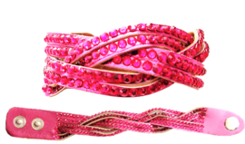 Hakken Schoentjes Pink Metalic Hart + gratis armband
