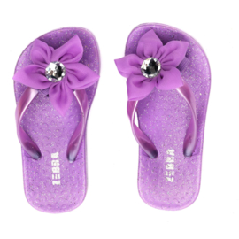 Zebra Slippers bloem Paars - maat 37 + gratis lipgloss