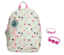 Zebra Rugzak Hearts Mint (m) + gratis armbandje