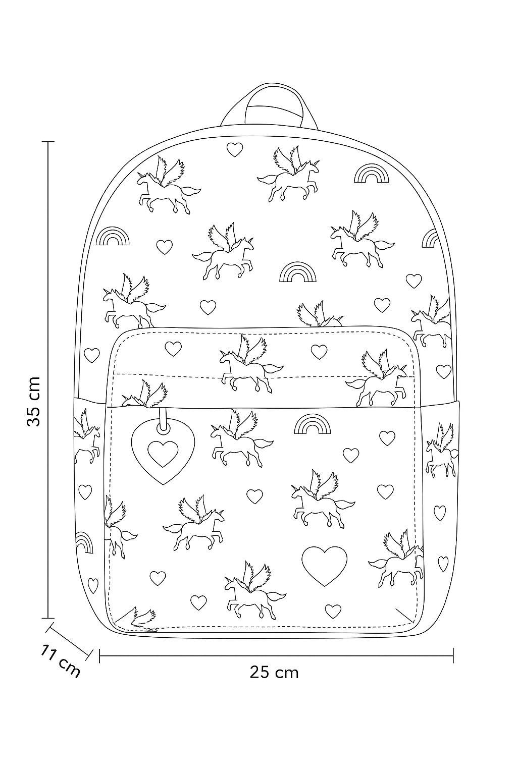 Zebra Rugzak Unicorn Love (m) - rugtas, schooltas, kinderrugzak + armbandje