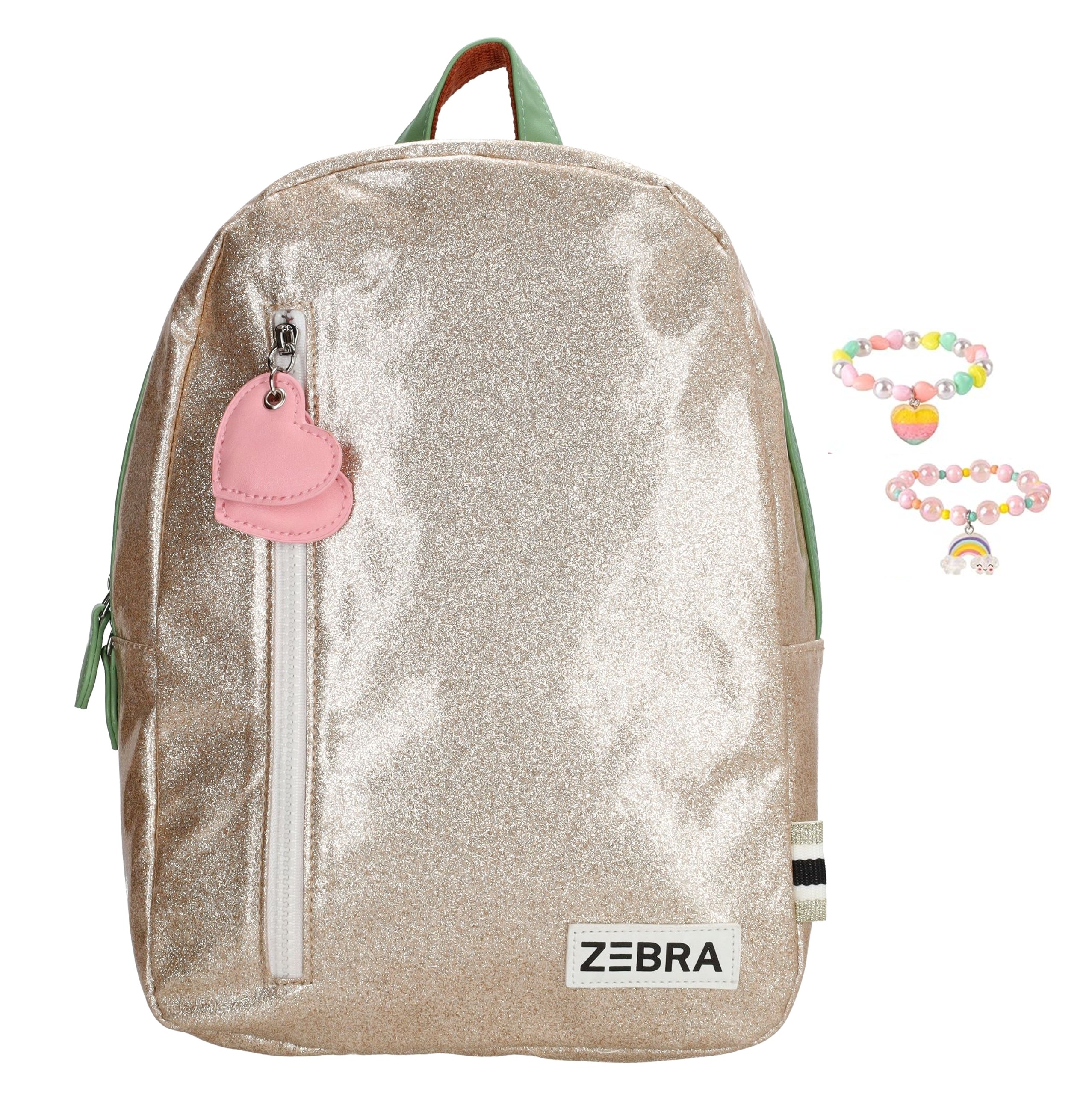Zebra Rugzak Gold Glamour Girls - rugtas, schooltas, kinderrugzak + armbandje