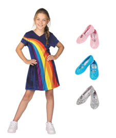 K3 regenboog jurkje blauw + schoentjes pakket