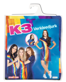 K3 jurk Volwassen regenboog + gratis haarband