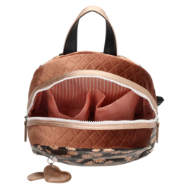 Zebra Rugzak Brown Gold flowers (m) + gratis kadootje