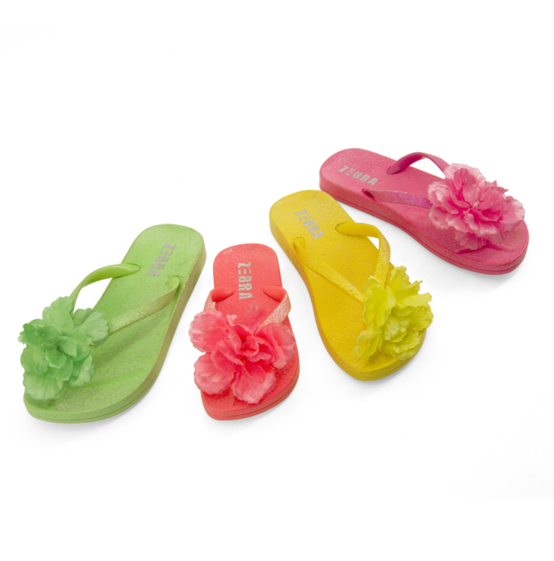 Zebra Trends Slippers Bloem Fluor Groen - SALE