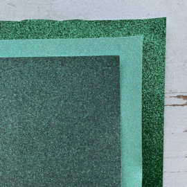 Leer glitter groen, mint groen en groen grijs