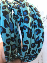 Diadeem tijger/panter  turquoise-zwart-blauw 1cm