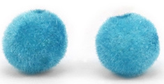 Pompom/velvet kralen aqua