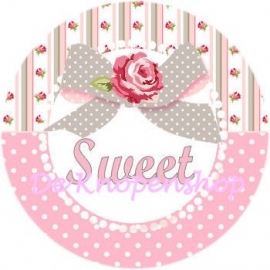 Flatback tekst SWEET met strik & roosjes(k025)