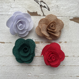 Bloem organza roos diverse kleuren 3cm.