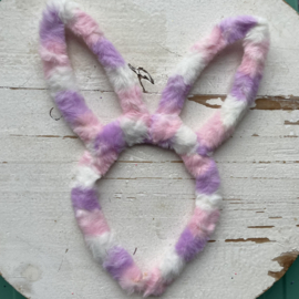 Diadeem haarband vacht konijn paars roze wit.
