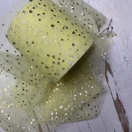 Tule lint met gouden sterren. 7.5cm.