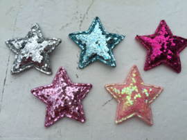 Ster grof glitter diverse kleuren 3cm.