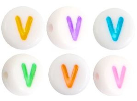 Letterkraal van acryl letter V Multicolor-Wit