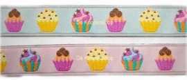 Sierband cupcake roze 1,5cm