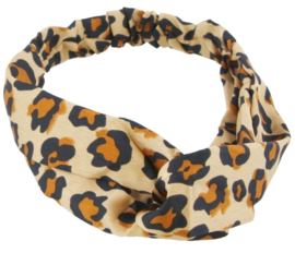 Haarband zebraprint camel/wit