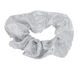 Scrunchie Haarwokkel zilver metallic polkadot