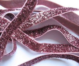 Elastisch haarband dusty pink glitter 1.7cm
