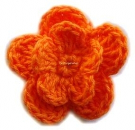 Gehaakte katoenen bloem oranje 3.5cm