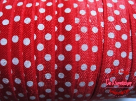 Haarband elastiek rood polkadot 1,5 cm