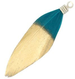 Veertjes dip-dye gold teal 3.5cm