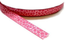 Tijger/panter band roze/zwart grosgrain