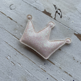 Kroon wit roze gloed glitter 5cm.