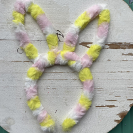 Diadeem haarband vacht konijn geel roze.