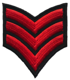 Applicatie opstrijkbaar epaulet  3 strepen rood