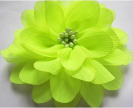 Bloem chiffon neon geel/groen 11cm.