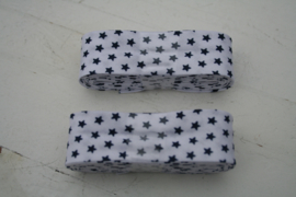 Biasband wit met donkerblauwe mini sterren (7006)