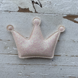 Kroon wit roze gloed glitter 5cm.