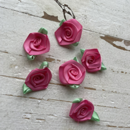 Roosjes met mint blad roze 3.5cm.