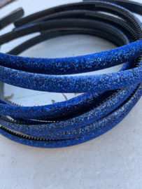 Diadeem glitter blauw 1cm