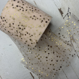 Tule lint met gouden sterren. 7.5cm.