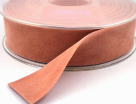 Velvet/fluweel band dusty pink/oud roze dubbelzijdig  2.5cm