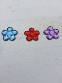 Flatback transparant bloemetje diverse kleuren 1.8cm.