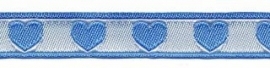 Blauw-wit hartjesband 2- zijdig 12 mm