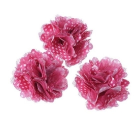Elastiek met roezel fuchsia 1,2 cm