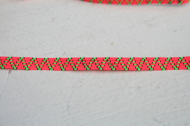 Skinny haarband elastiek neon oranje met neon groen/zwartmotief