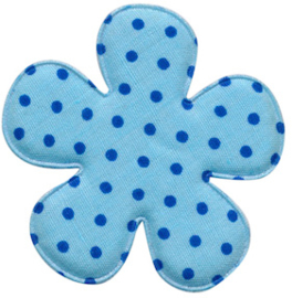 Bloem katoen blauw polkadot koningsblauw 4.7cm.